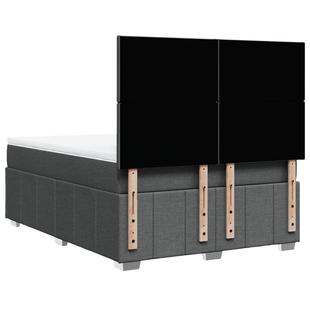 vidaXL Κρεβάτι Boxspring με Στρώμα Σκούρο Γκρι 140x200 εκ Υφασμάτινο