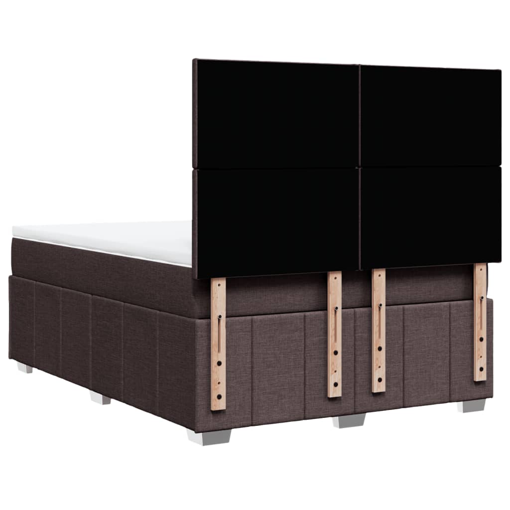 vidaXL Κρεβάτι Boxspring με Στρώμα Σκούρο Καφέ 140x200 εκ Υφασμάτινο