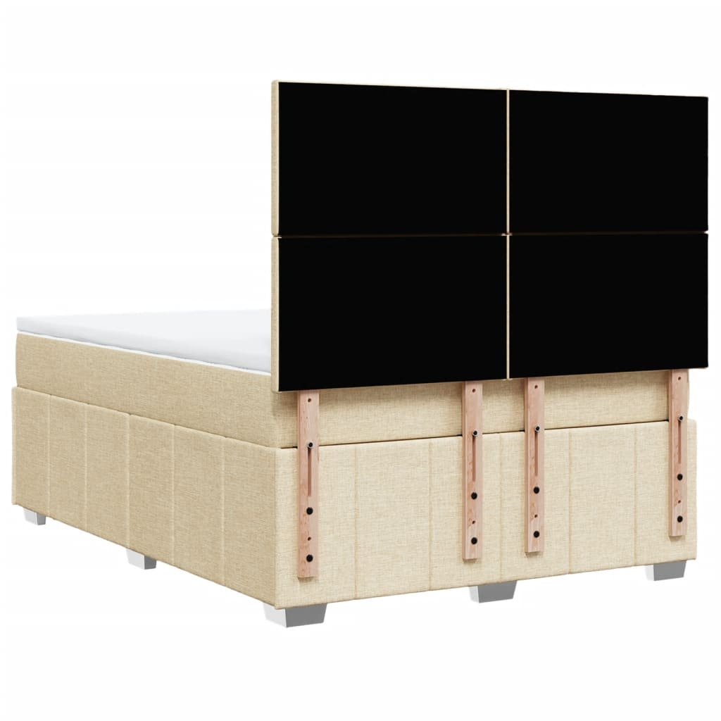 vidaXL Κρεβάτι Boxspring με Στρώμα Κρεμ 140x200 εκ. Υφασμάτινο
