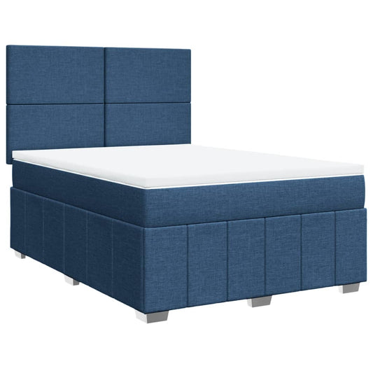 vidaXL Κρεβάτι Boxspring με Στρώμα Μπλε 140x200 εκ. Υφασμάτινο