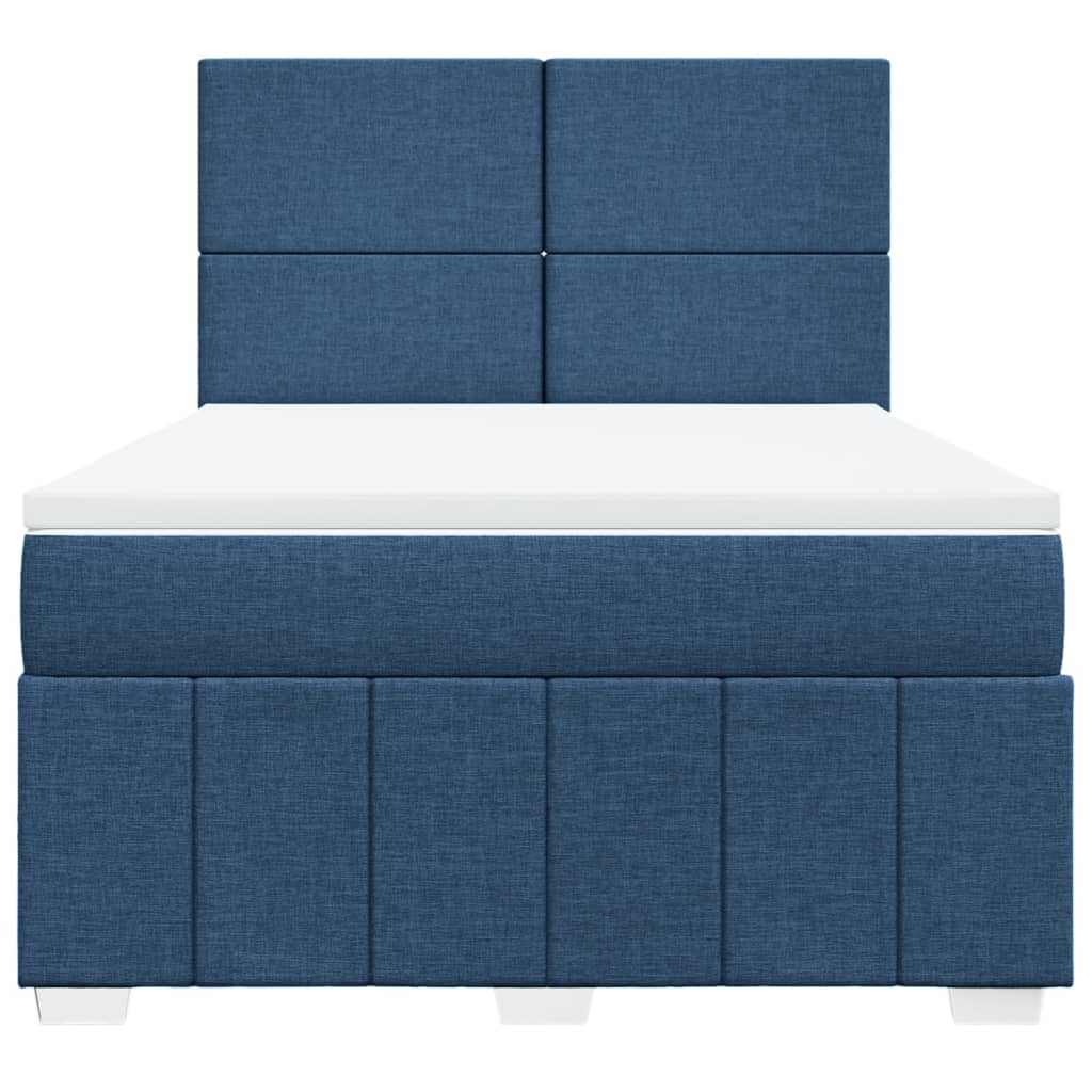 vidaXL Κρεβάτι Boxspring με Στρώμα Μπλε 140x200 εκ. Υφασμάτινο