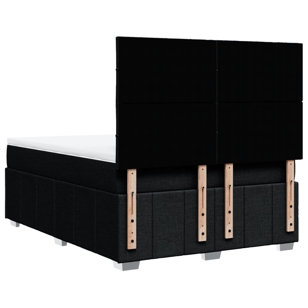 vidaXL Κρεβάτι Boxspring με Στρώμα Μαύρο 140x200 εκ. Υφασμάτινο