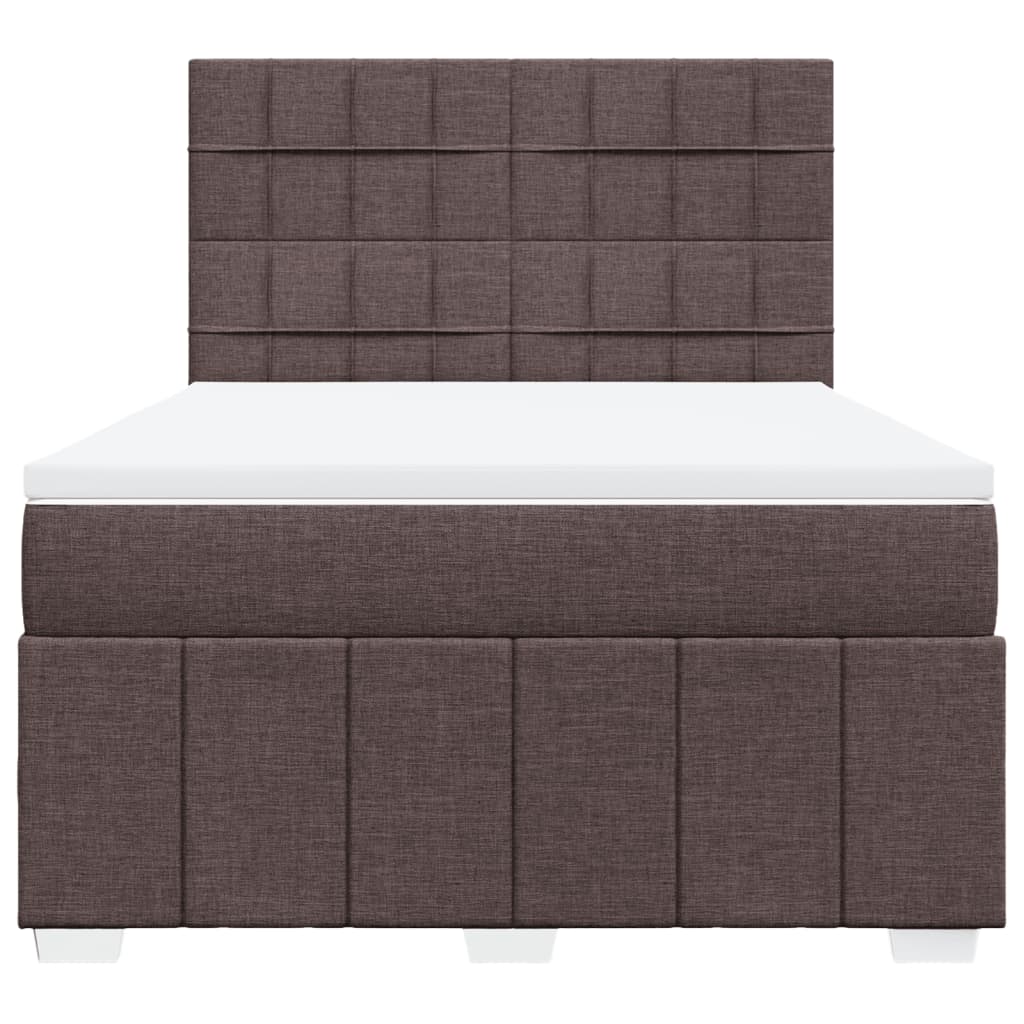 vidaXL Κρεβάτι Boxspring με Στρώμα Σκούρο Καφέ 140x200 εκ Υφασμάτινο