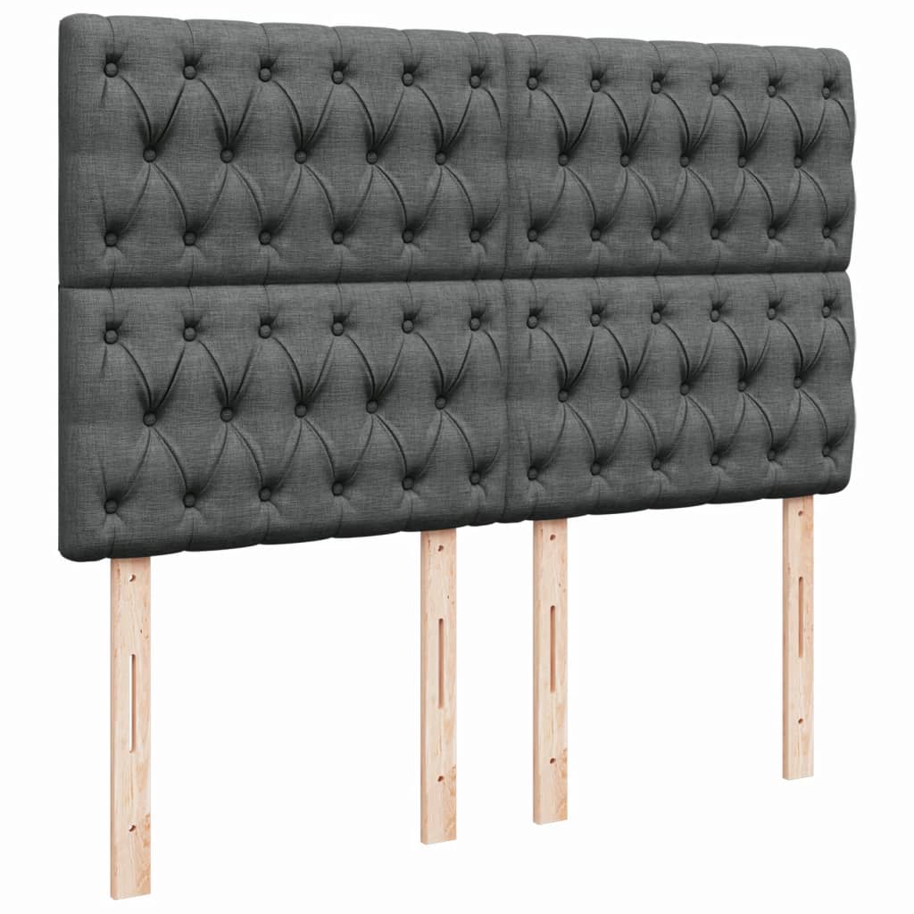 vidaXL Κρεβάτι Boxspring με Στρώμα Σκούρο Γκρι 140x200 εκ Υφασμάτινο