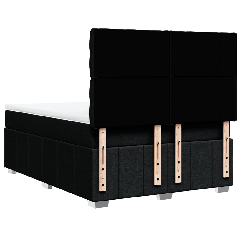vidaXL Κρεβάτι Boxspring με Στρώμα Μαύρο 140x200 εκ. Υφασμάτινο