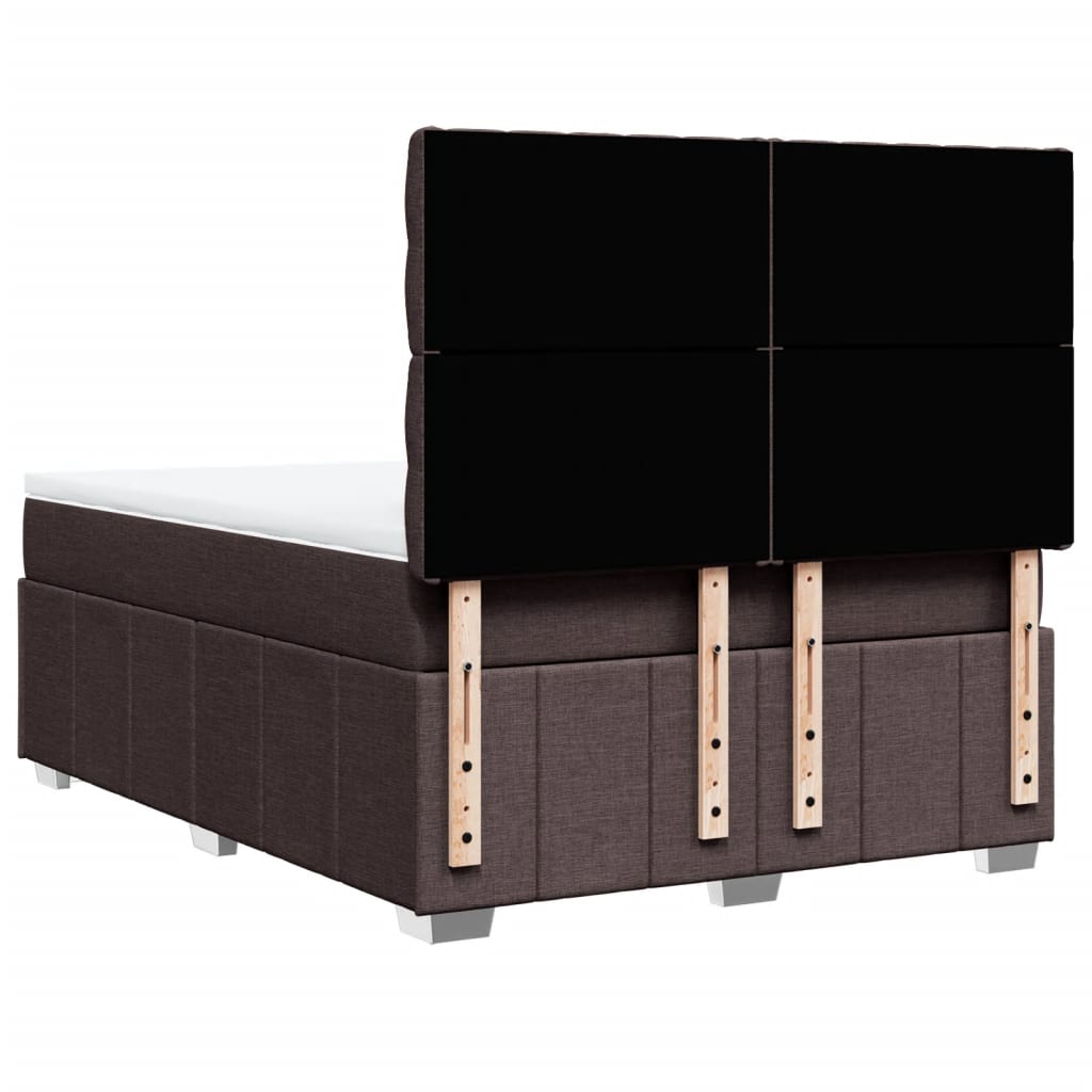 vidaXL Κρεβάτι Boxspring με Στρώμα Σκούρο Καφέ 140x200 εκ Υφασμάτινο