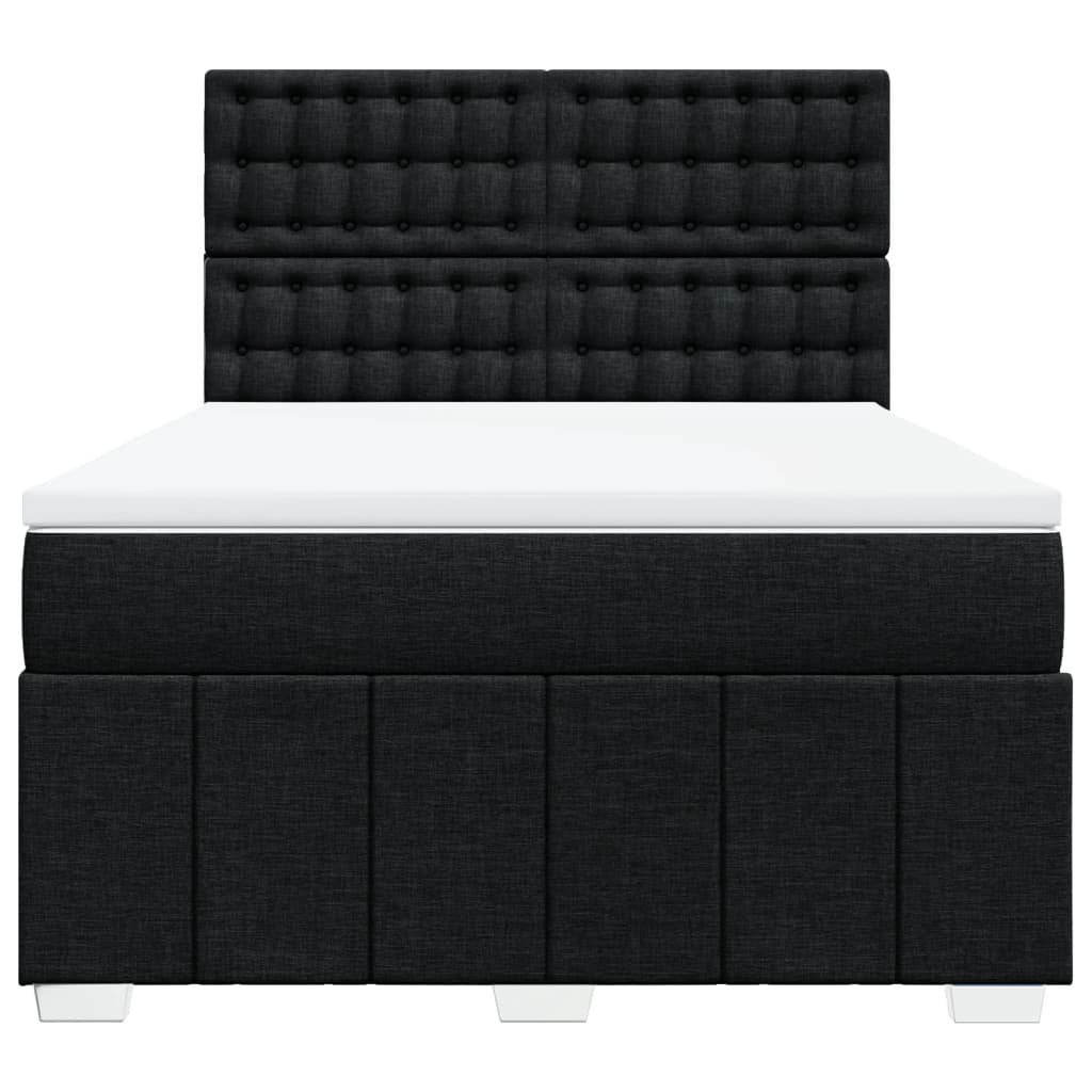 vidaXL Κρεβάτι Boxspring με Στρώμα Μαύρο 140x200 εκ. Υφασμάτινο