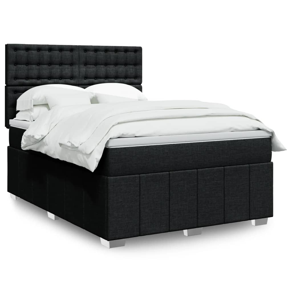 vidaXL Κρεβάτι Boxspring με Στρώμα Μαύρο 140x200 εκ. Υφασμάτινο