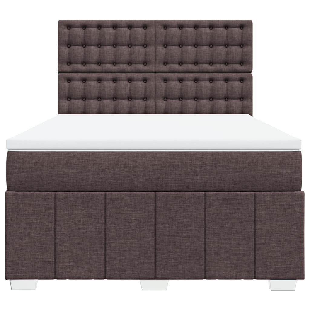 vidaXL Κρεβάτι Boxspring με Στρώμα Σκούρο Καφέ 140x200 εκ Υφασμάτινο