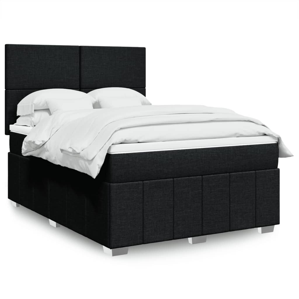 vidaXL Κρεβάτι Boxspring με Στρώμα Μαύρο 160x200 εκ. Υφασμάτινο