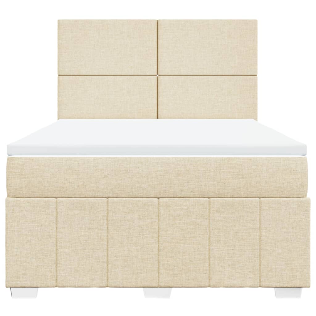 vidaXL Κρεβάτι Boxspring με Στρώμα Κρεμ 160x200 εκ. Υφασμάτινο