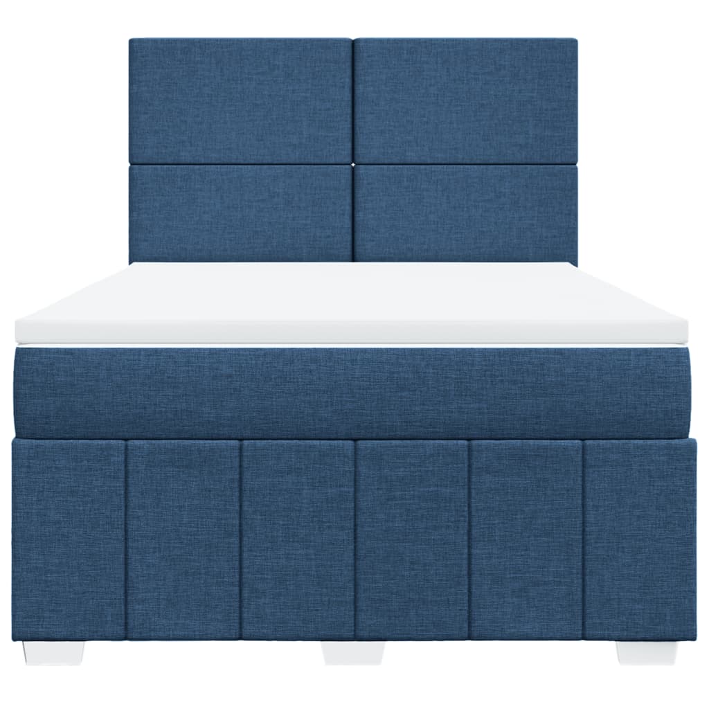 vidaXL Κρεβάτι Boxspring με Στρώμα Μπλε 160x200 εκ. Υφασμάτινο