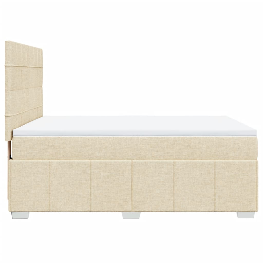 vidaXL Κρεβάτι Boxspring με Στρώμα Κρεμ 160x200 εκ. Υφασμάτινο