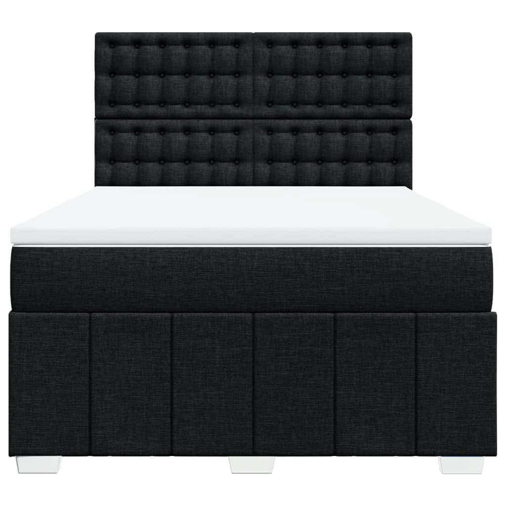 vidaXL Κρεβάτι Boxspring με Στρώμα Μαύρο 160x200 εκ. Υφασμάτινο