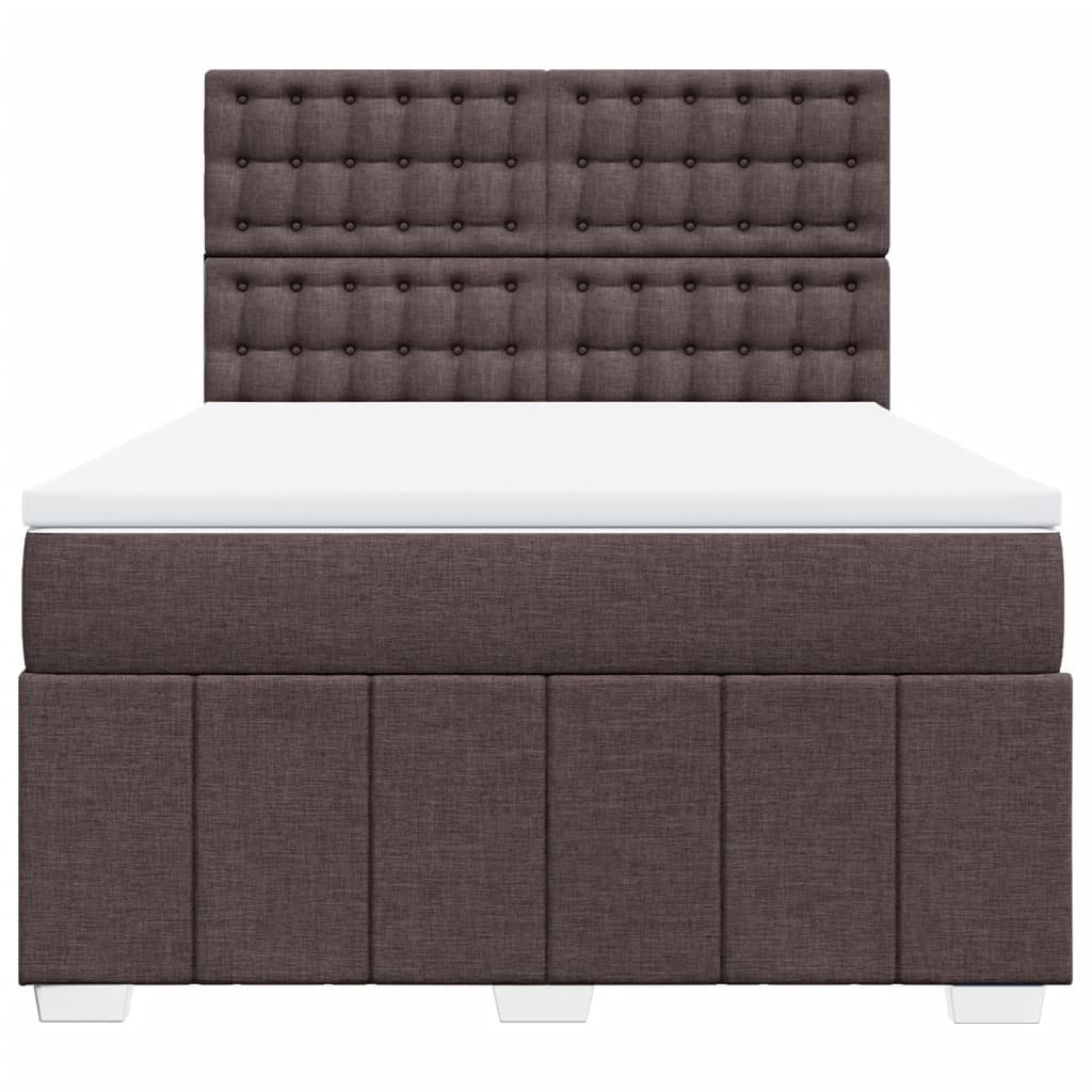 vidaXL Κρεβάτι Boxspring με Στρώμα Σκούρο Καφέ 160x200 εκ Υφασμάτινο