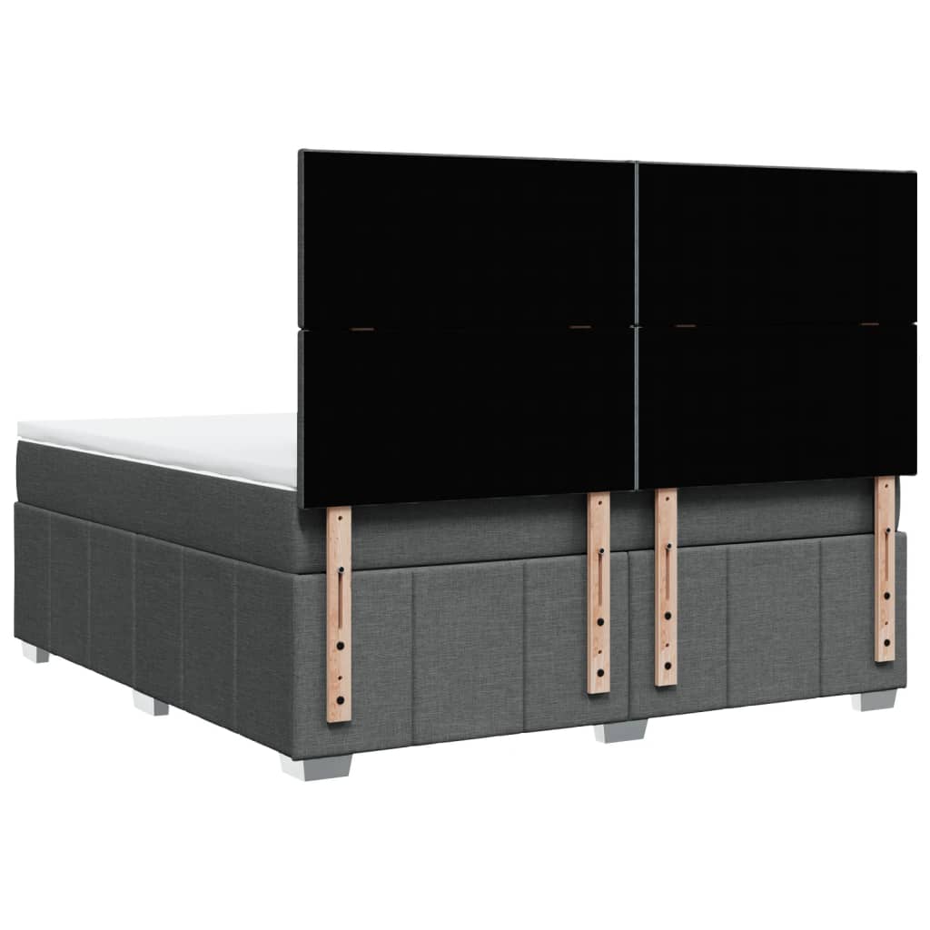 vidaXL Κρεβάτι Boxspring με Στρώμα Σκούρο Γκρι 180x200 εκ Υφασμάτιν