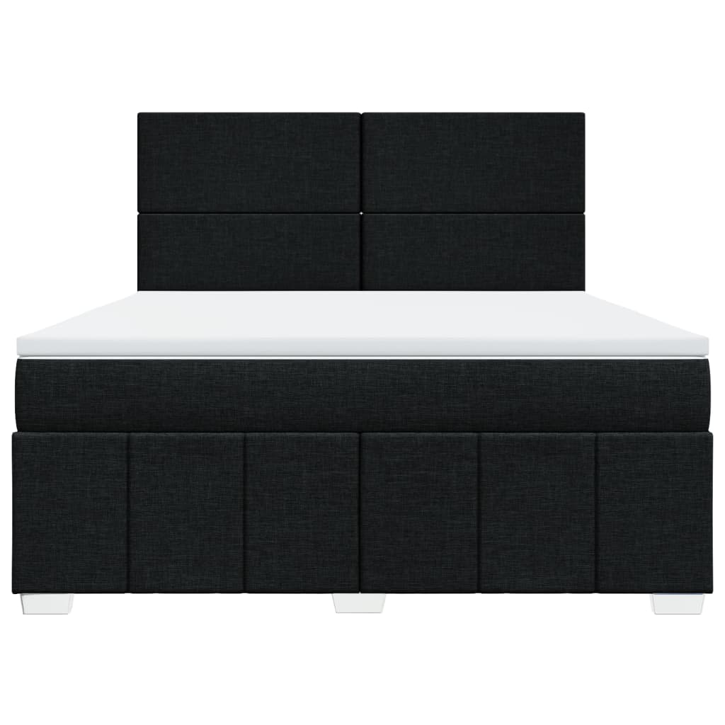 vidaXL Κρεβάτι Boxspring με Στρώμα Μαύρο 180x200 εκ. Υφασμάτινο