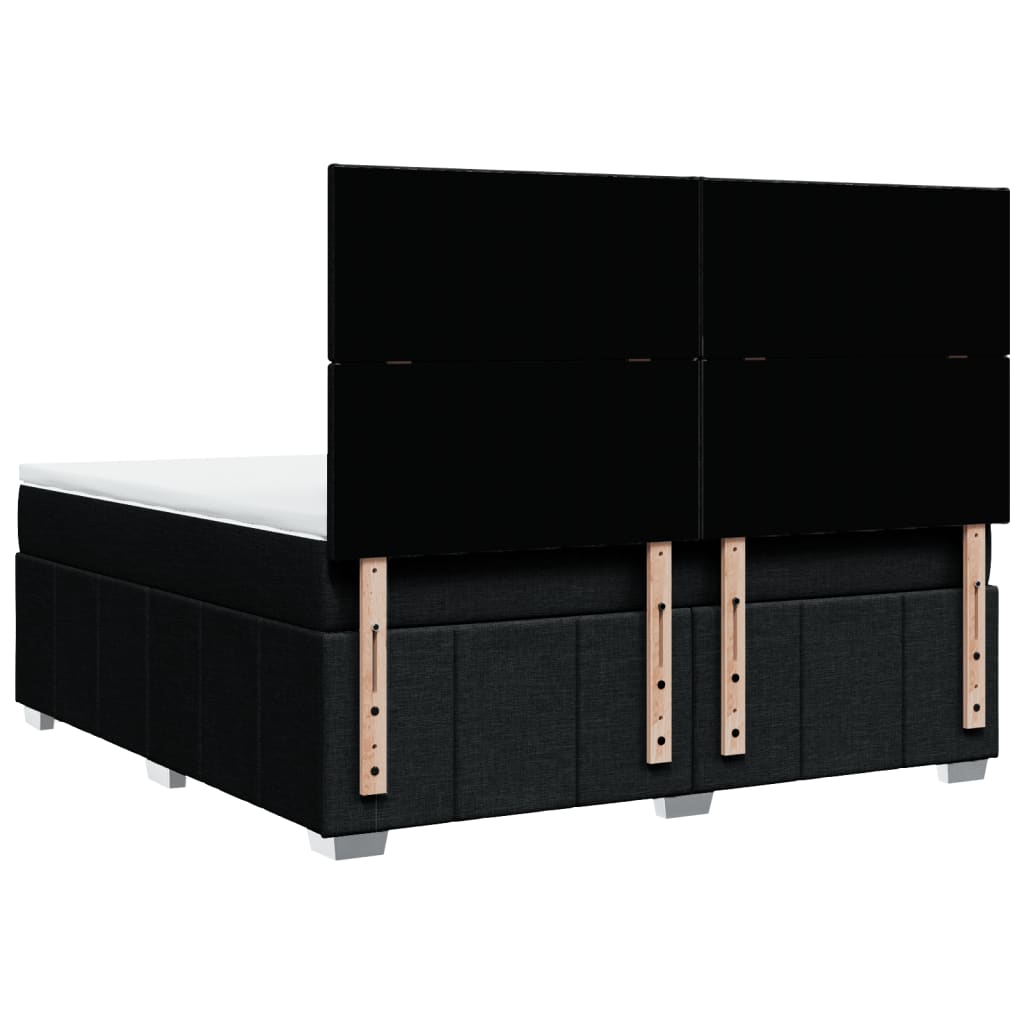 vidaXL Κρεβάτι Boxspring με Στρώμα Μαύρο 180x200 εκ. Υφασμάτινο
