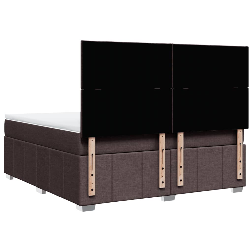 vidaXL Κρεβάτι Boxspring με Στρώμα Σκούρο Καφέ 180x200 εκ Υφασμάτινο