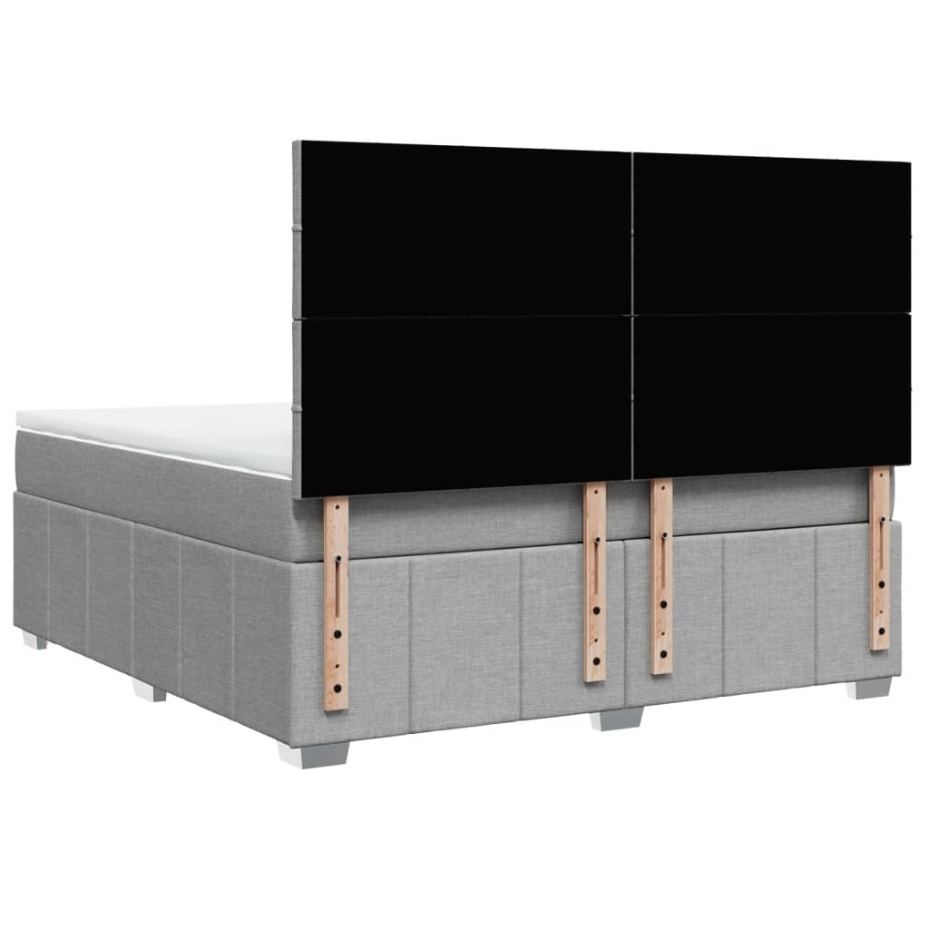 vidaXL Κρεβάτι Boxspring με Στρώμα Ανοιχτό Γκρι 180x200 εκ. Υφασμάτινο