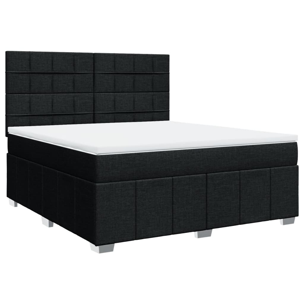 vidaXL Κρεβάτι Boxspring με Στρώμα Μαύρο 180x200 εκ. Υφασμάτινο