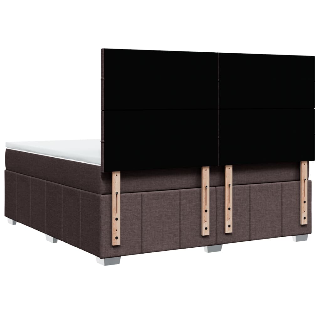 vidaXL Κρεβάτι Boxspring με Στρώμα Σκούρο Καφέ 180x200 εκ Υφασμάτινο