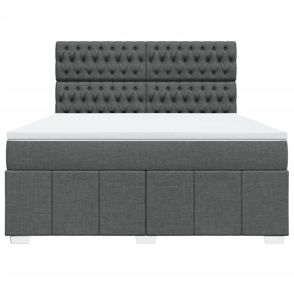 vidaXL Κρεβάτι Boxspring με Στρώμα Σκούρο Γκρι 180x200 εκ Υφασμάτιν
