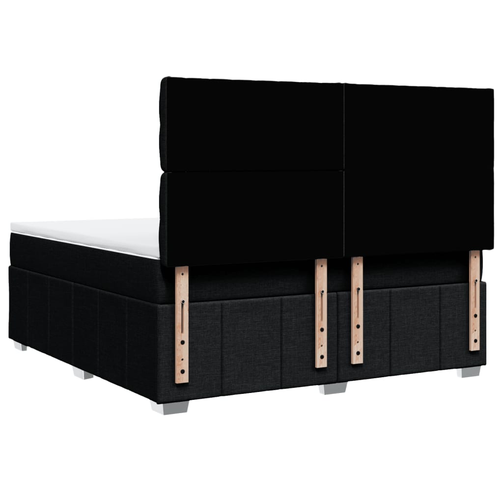 vidaXL Κρεβάτι Boxspring με Στρώμα Μαύρο 180x200 εκ. Υφασμάτινο