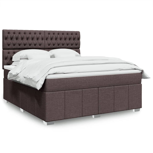 vidaXL Κρεβάτι Boxspring με Στρώμα Σκούρο Καφέ 180x200 εκ Υφασμάτινο