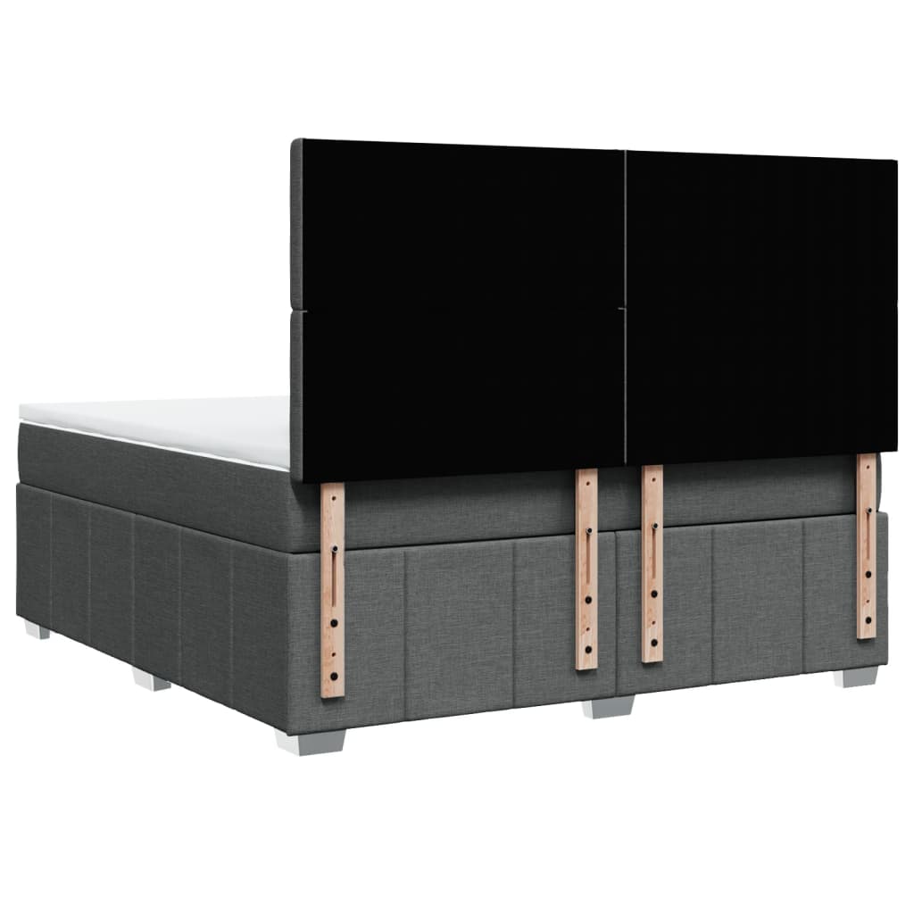 vidaXL Κρεβάτι Boxspring με Στρώμα Σκούρο Γκρι 180x200 εκ Υφασμάτιν