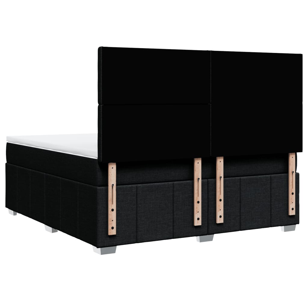 vidaXL Κρεβάτι Boxspring με Στρώμα Μαύρο 180x200 εκ. Υφασμάτινο