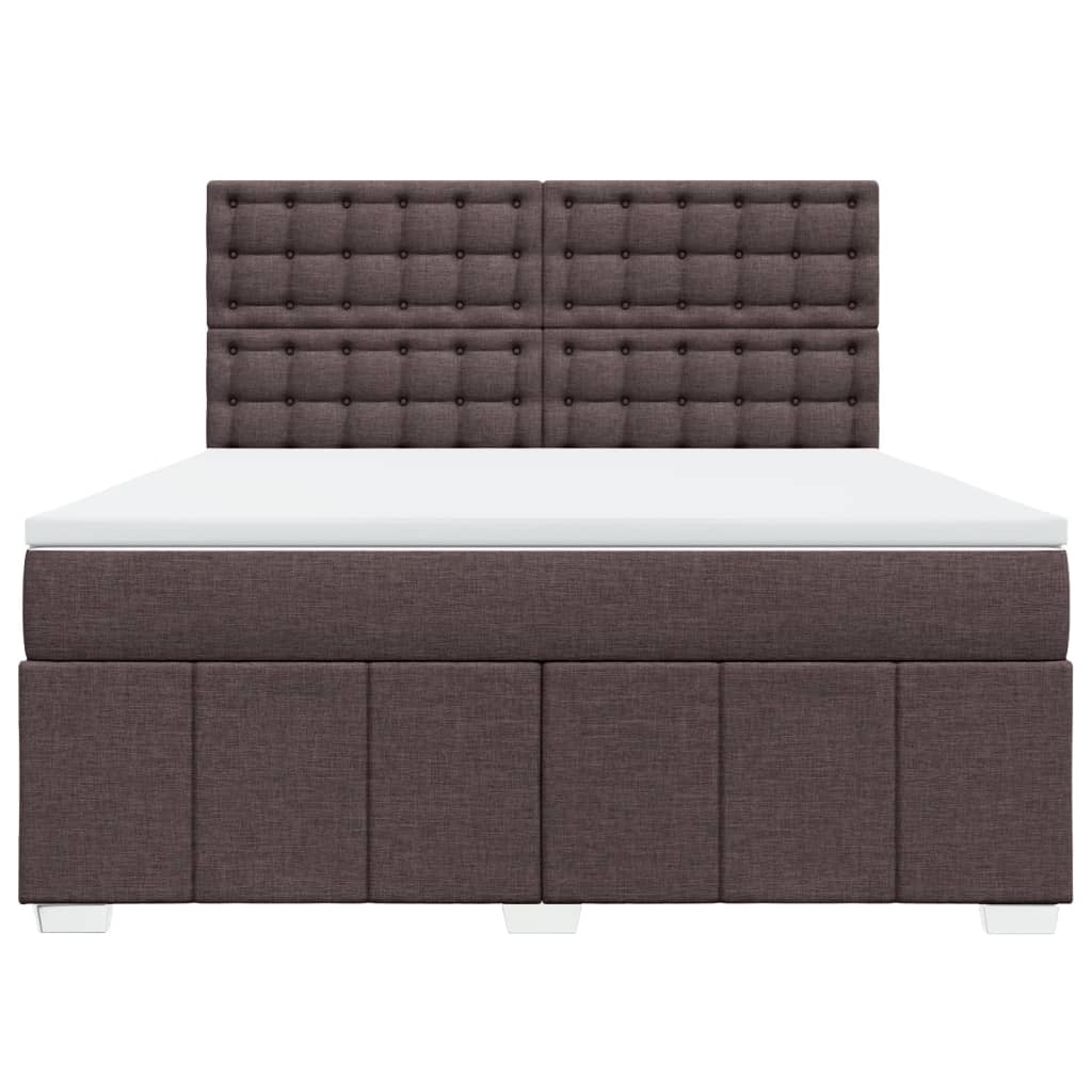 vidaXL Κρεβάτι Boxspring με Στρώμα Σκούρο Καφέ 180x200 εκ Υφασμάτινο