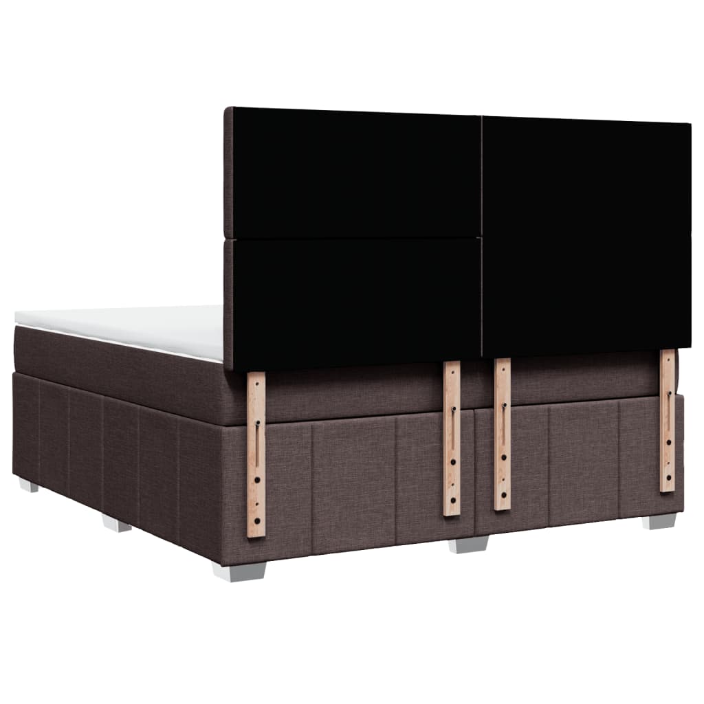 vidaXL Κρεβάτι Boxspring με Στρώμα Σκούρο Καφέ 180x200 εκ Υφασμάτινο