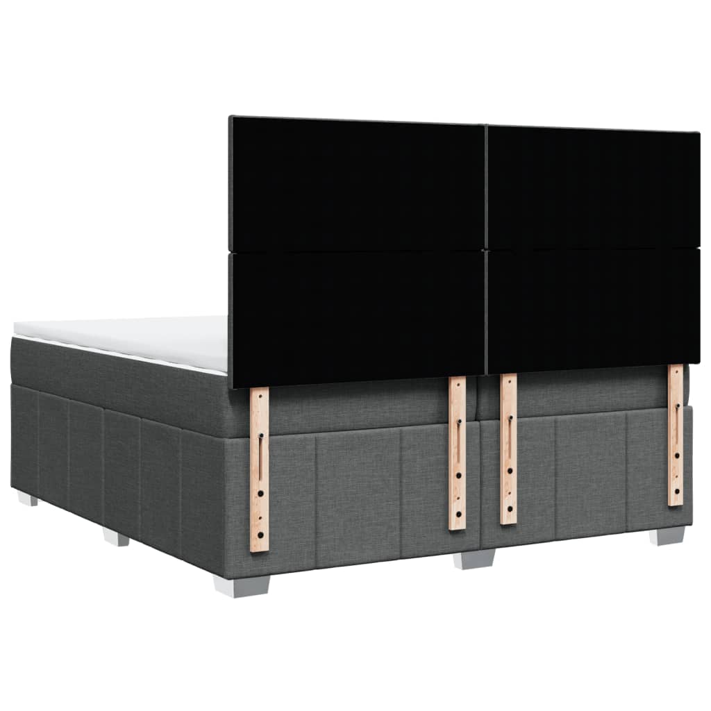 vidaXL Κρεβάτι Boxspring με Στρώμα Σκούρο Γκρι 200x200 εκ. Υφασμάτινο