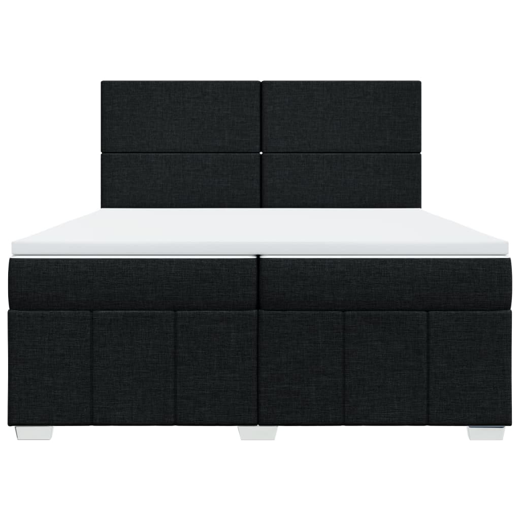 vidaXL Κρεβάτι Boxspring με Στρώμα Μαύρο 200x200 εκ. Υφασμάτινο