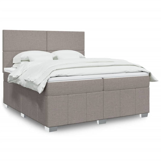 vidaXL Κρεβάτι Boxspring με Στρώμα Taupe 200x200 εκ. Υφασμάτινο