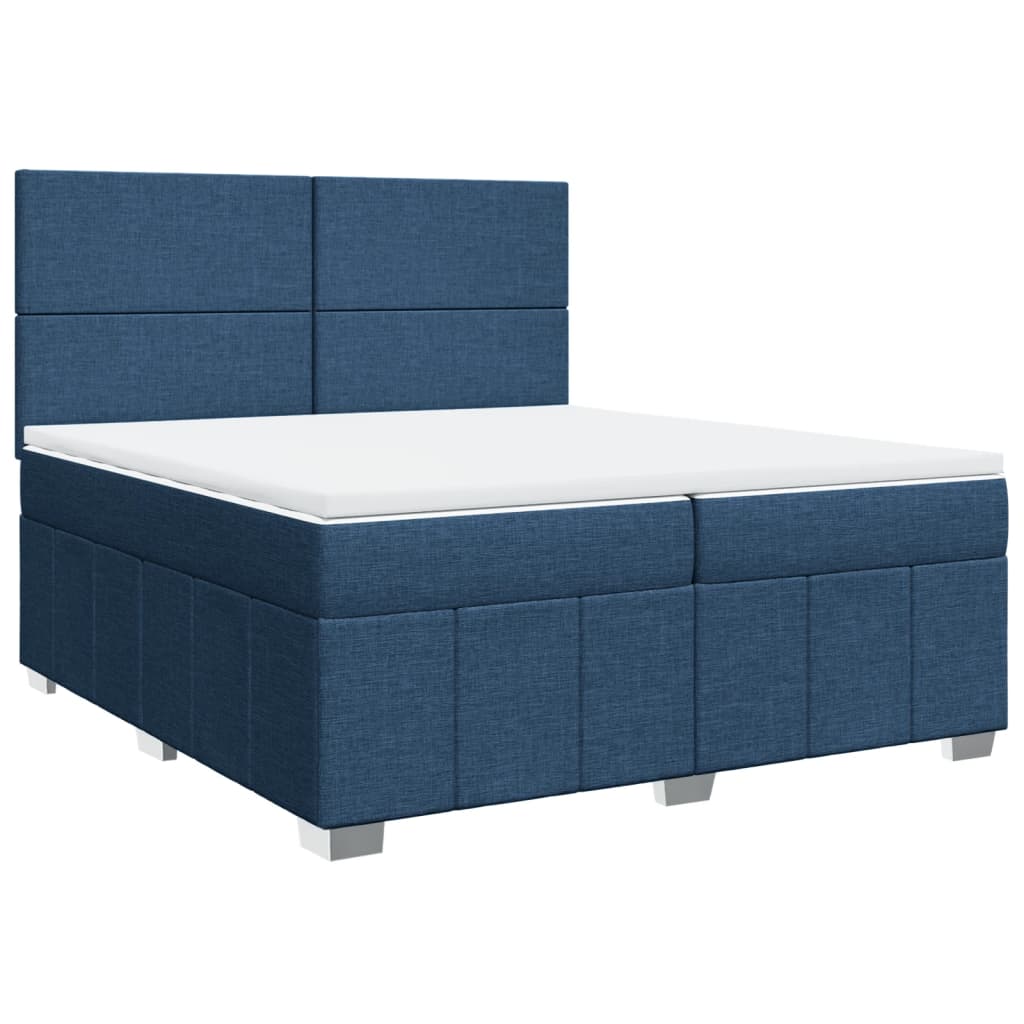vidaXL Κρεβάτι Boxspring με Στρώμα Μπλε 200x200 εκ. Υφασμάτινο
