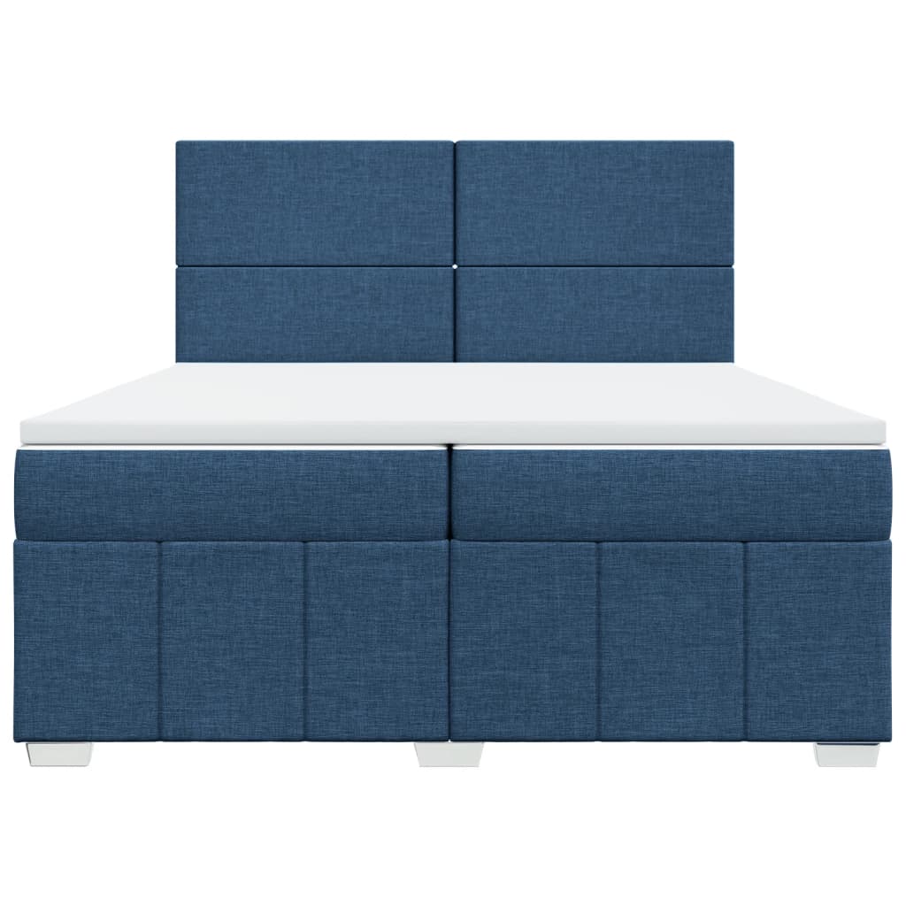 vidaXL Κρεβάτι Boxspring με Στρώμα Μπλε 200x200 εκ. Υφασμάτινο