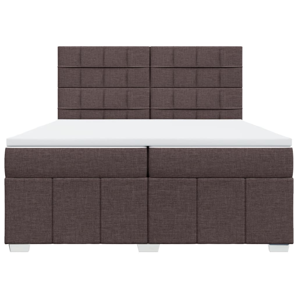 vidaXL Κρεβάτι Boxspring με Στρώμα Σκούρο Καφέ 200x200 εκ. Υφασμάτινο