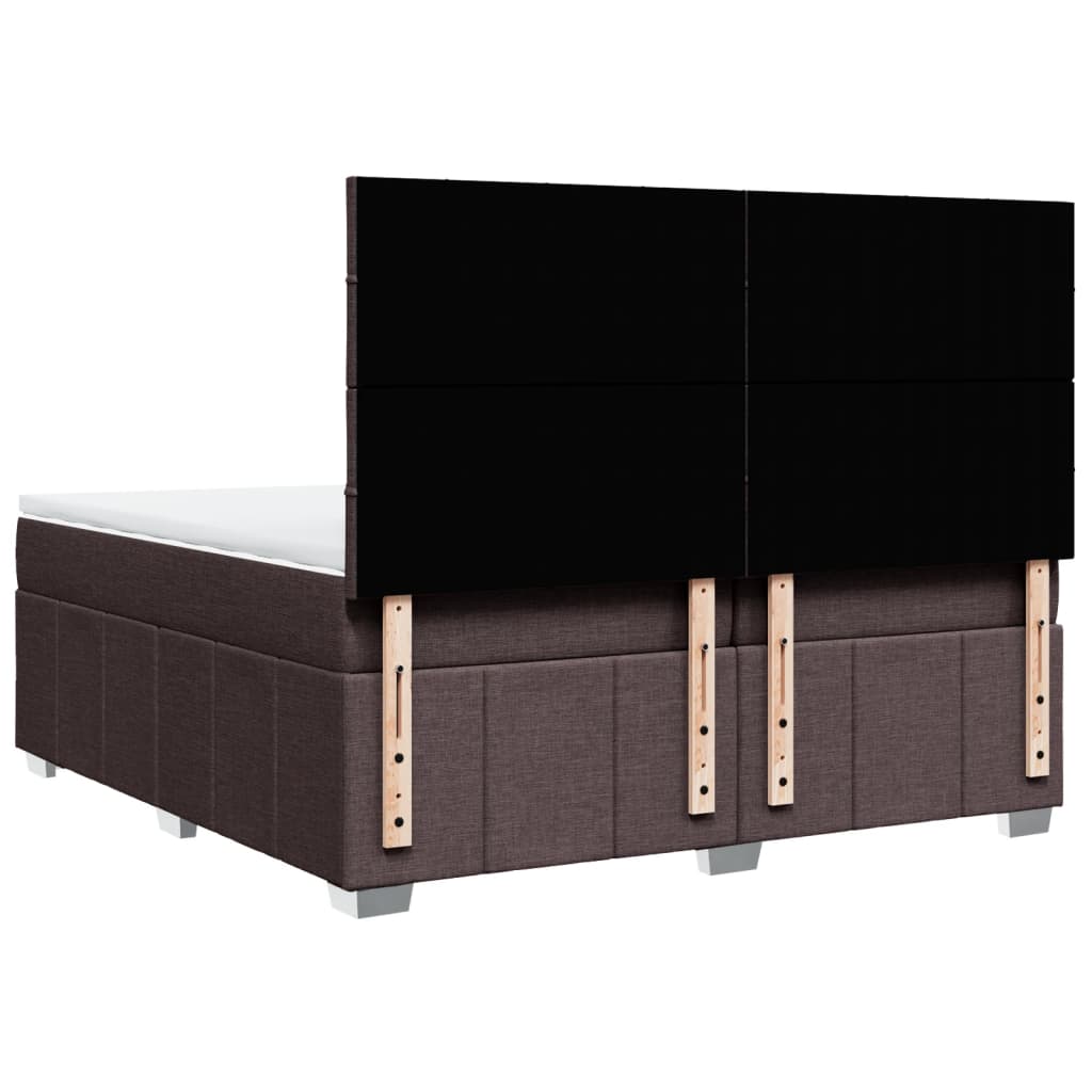 vidaXL Κρεβάτι Boxspring με Στρώμα Σκούρο Καφέ 200x200 εκ. Υφασμάτινο