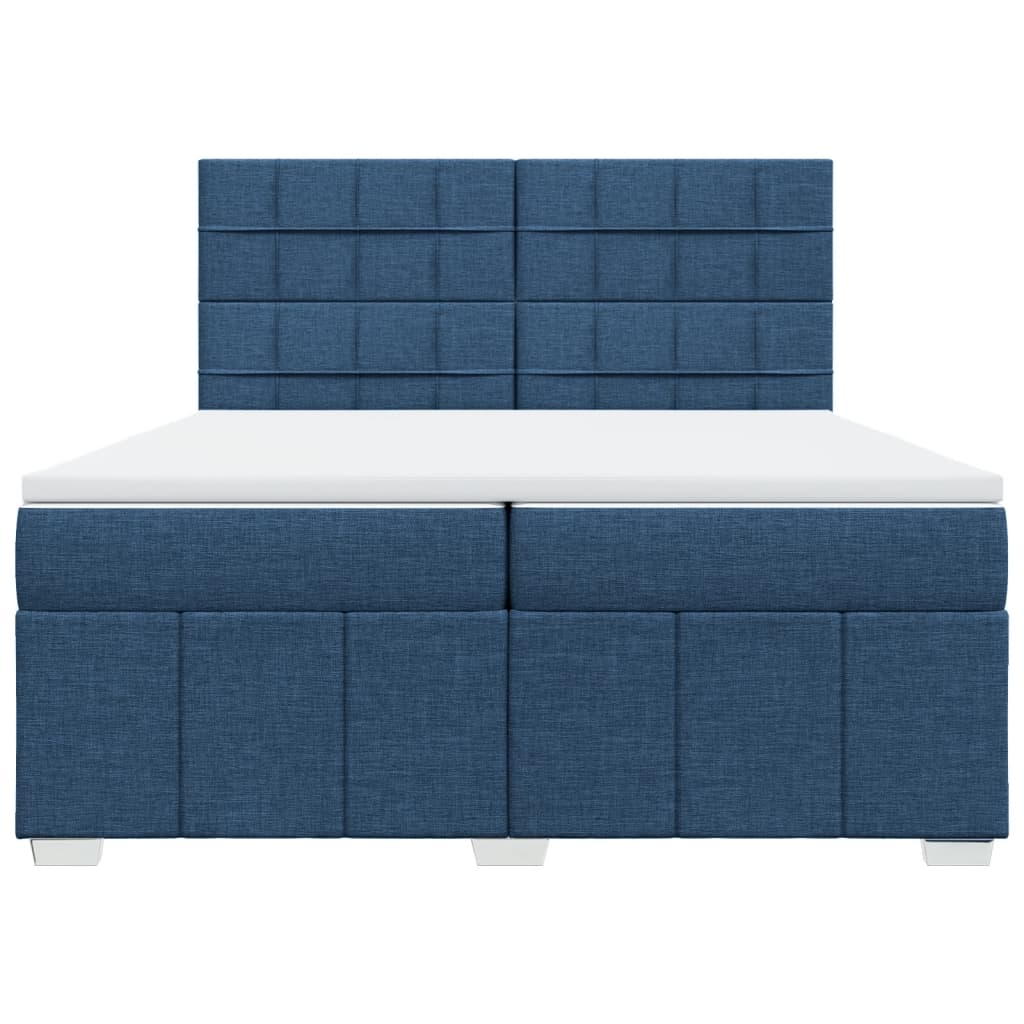 vidaXL Κρεβάτι Boxspring με Στρώμα Μπλε 200x200 εκ. Υφασμάτινο