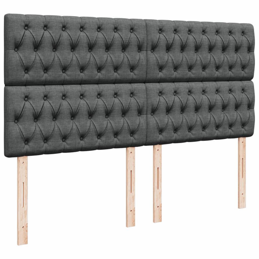 vidaXL Κρεβάτι Boxspring με Στρώμα Σκούρο Γκρι 200x200 εκ. Υφασμάτινο