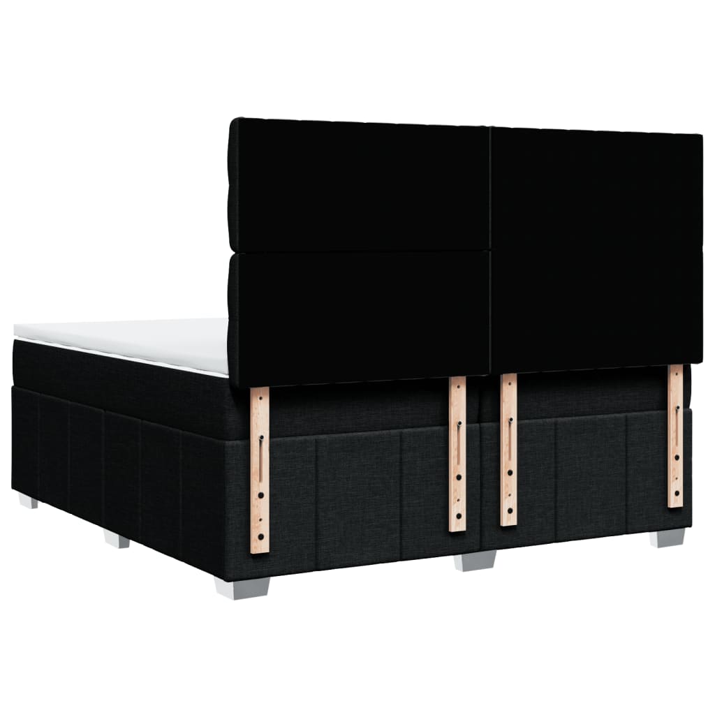 vidaXL Κρεβάτι Boxspring με Στρώμα Μαύρο 200x200 εκ. Υφασμάτινο