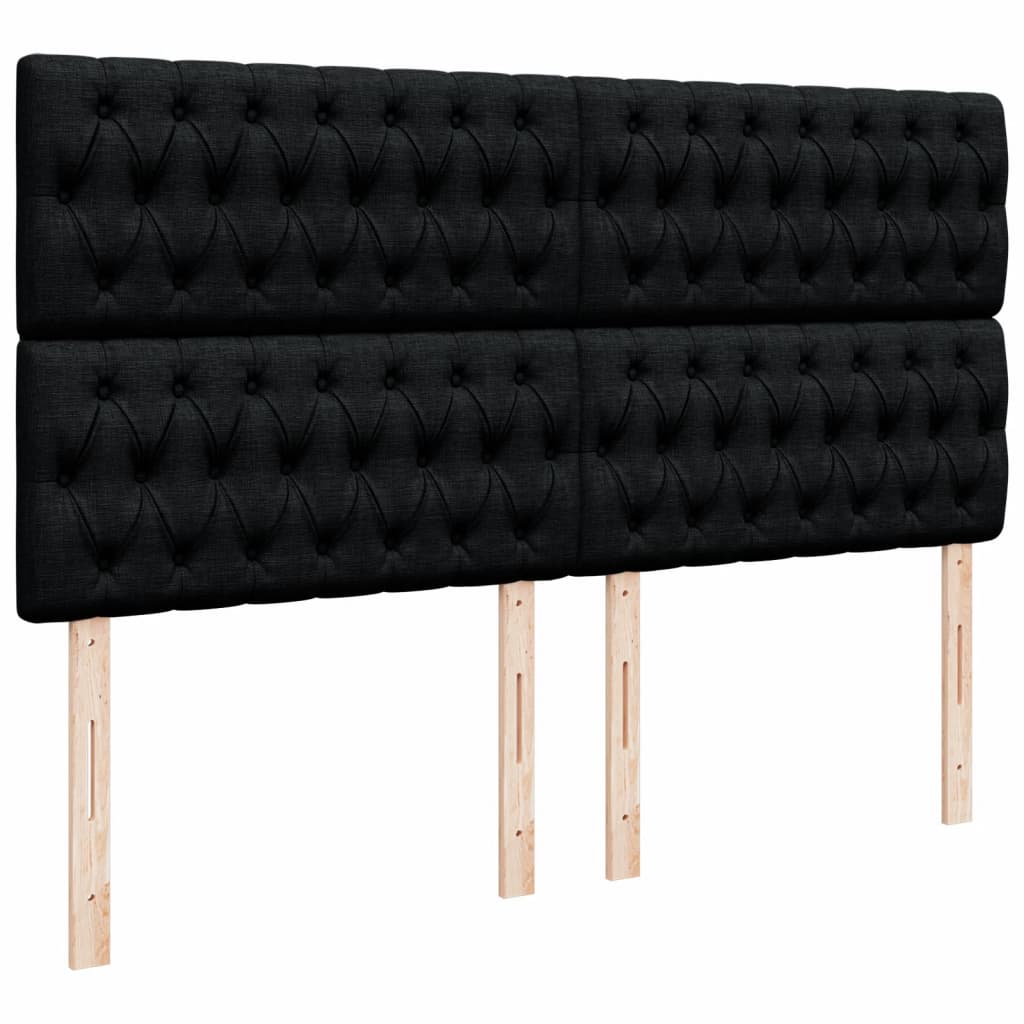 vidaXL Κρεβάτι Boxspring με Στρώμα Μαύρο 200x200 εκ. Υφασμάτινο