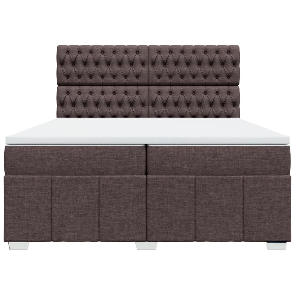 vidaXL Κρεβάτι Boxspring με Στρώμα Σκούρο Καφέ 200x200 εκ. Υφασμάτινο