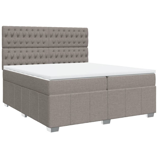 vidaXL Κρεβάτι Boxspring με Στρώμα Taupe 200x200 εκ. Υφασμάτινο