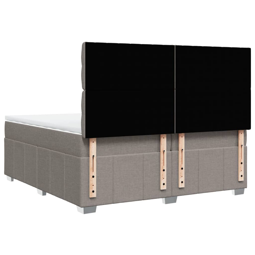 vidaXL Κρεβάτι Boxspring με Στρώμα Taupe 200x200 εκ. Υφασμάτινο