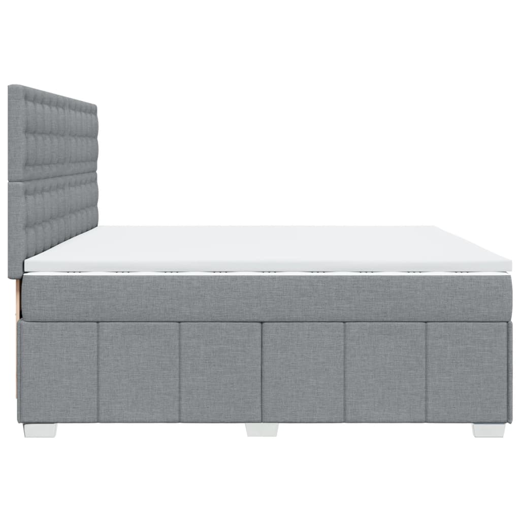 vidaXL Κρεβάτι Boxspring με Στρώμα Ανοιχτό Γκρι 200x200 εκ. Υφασμάτινο