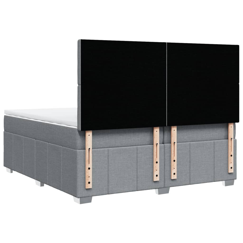 vidaXL Κρεβάτι Boxspring με Στρώμα Ανοιχτό Γκρι 200x200 εκ. Υφασμάτινο