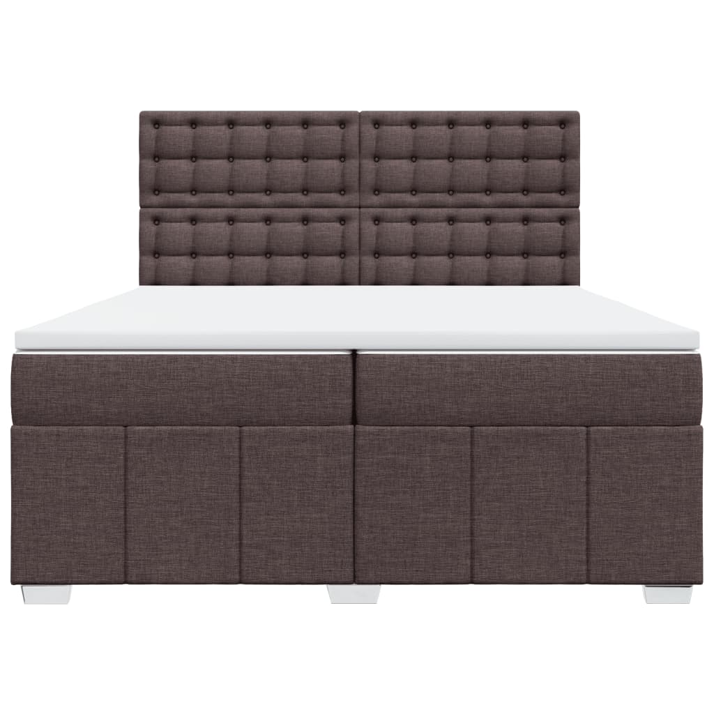 vidaXL Κρεβάτι Boxspring με Στρώμα Σκούρο Καφέ 200x200 εκ. Υφασμάτινο